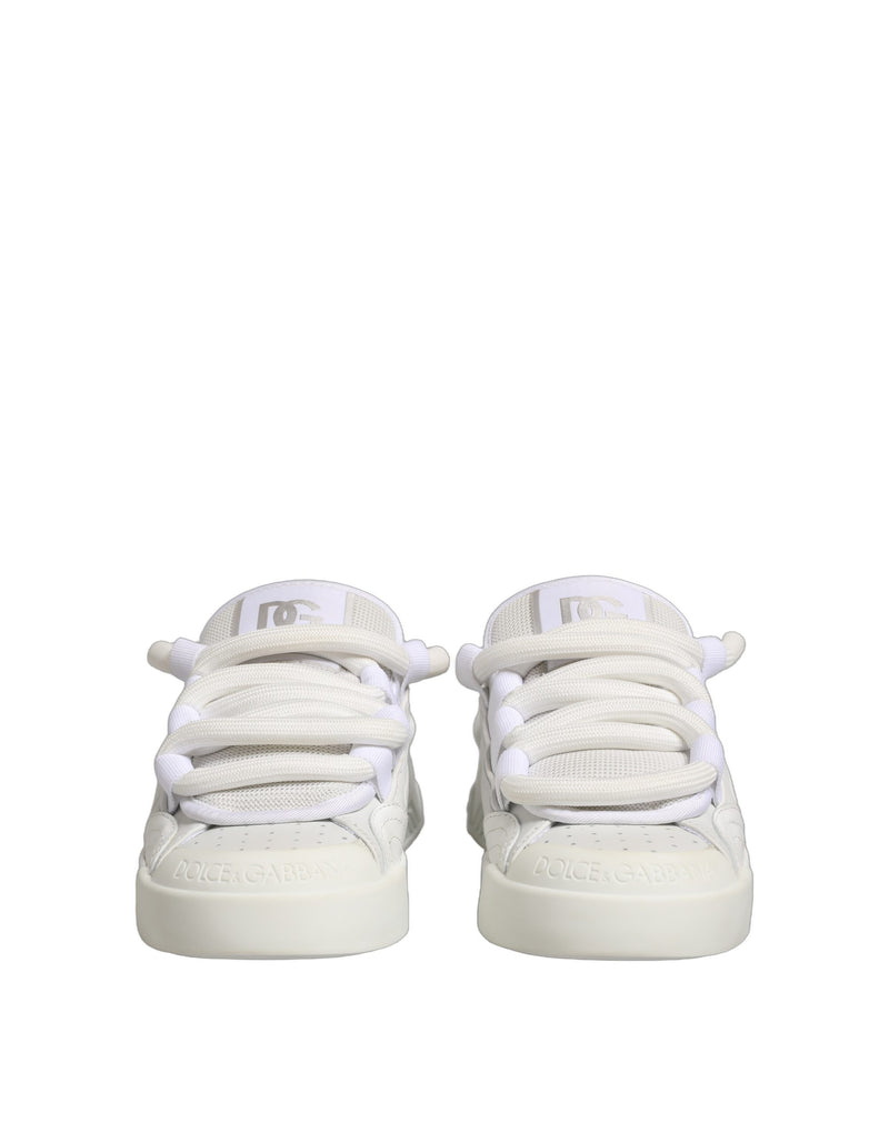 Dolce & Gabbana White Calfskin Leather Low Top Sneakers