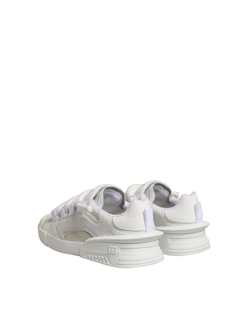 Dolce & Gabbana White Calfskin Leather Low Top Sneakers