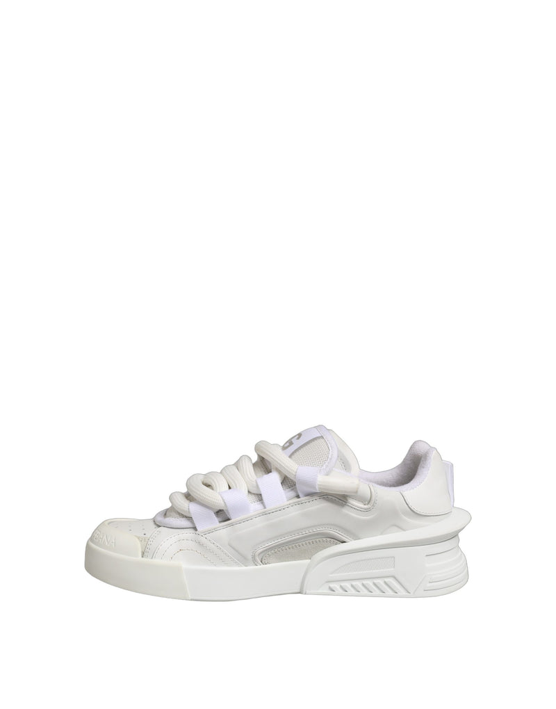Dolce & Gabbana White Calfskin Leather Low Top Sneakers