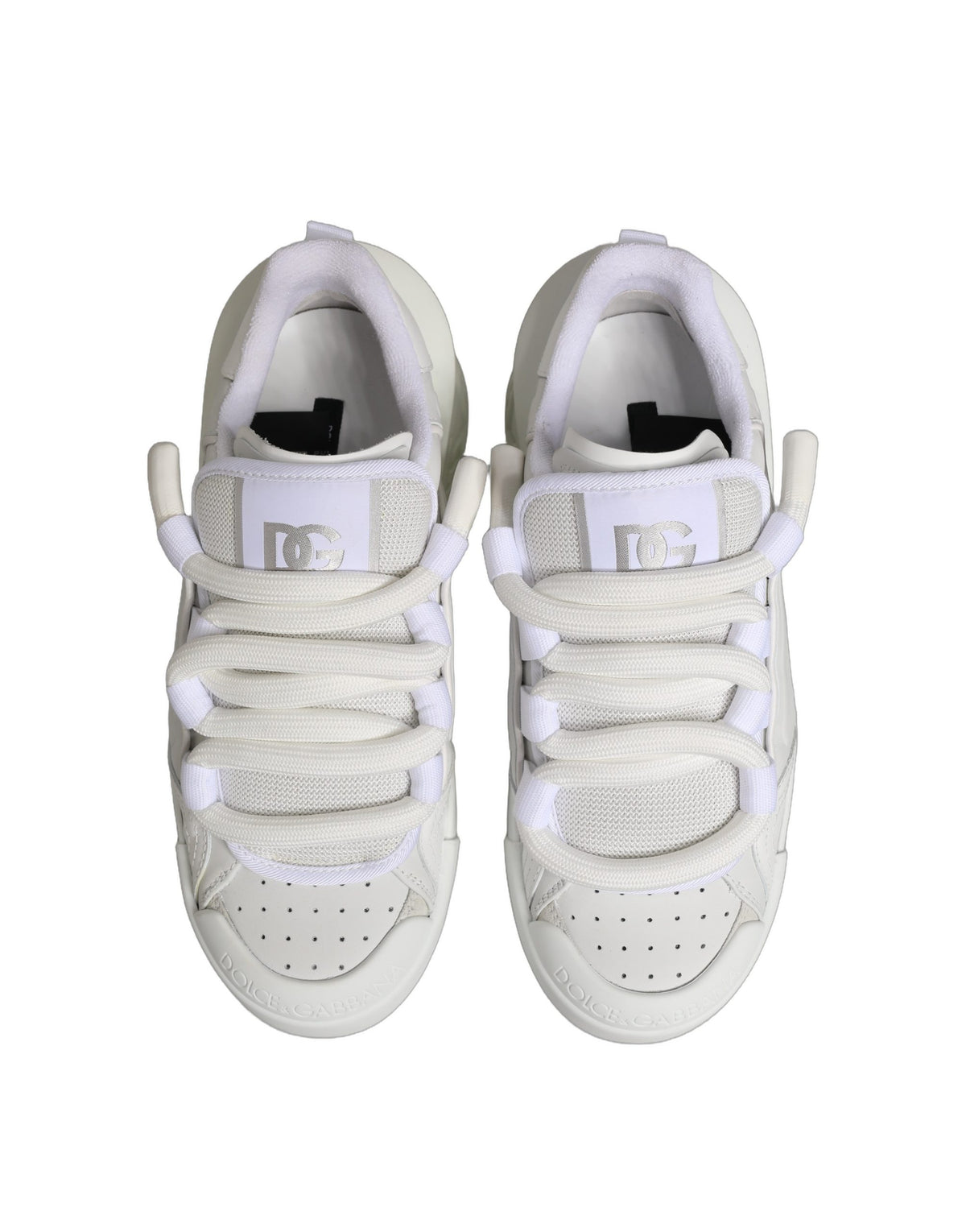 Dolce & Gabbana White Calfskin Leather Low Top Sneakers