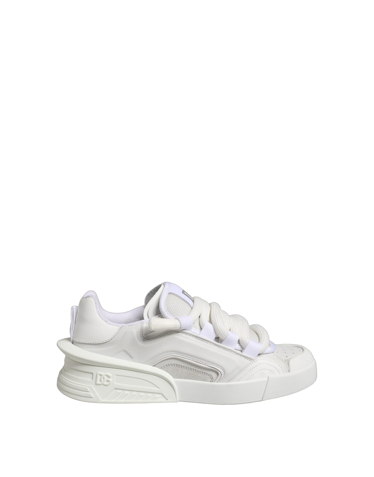 Dolce & Gabbana White Calfskin Leather Low Top Sneakers