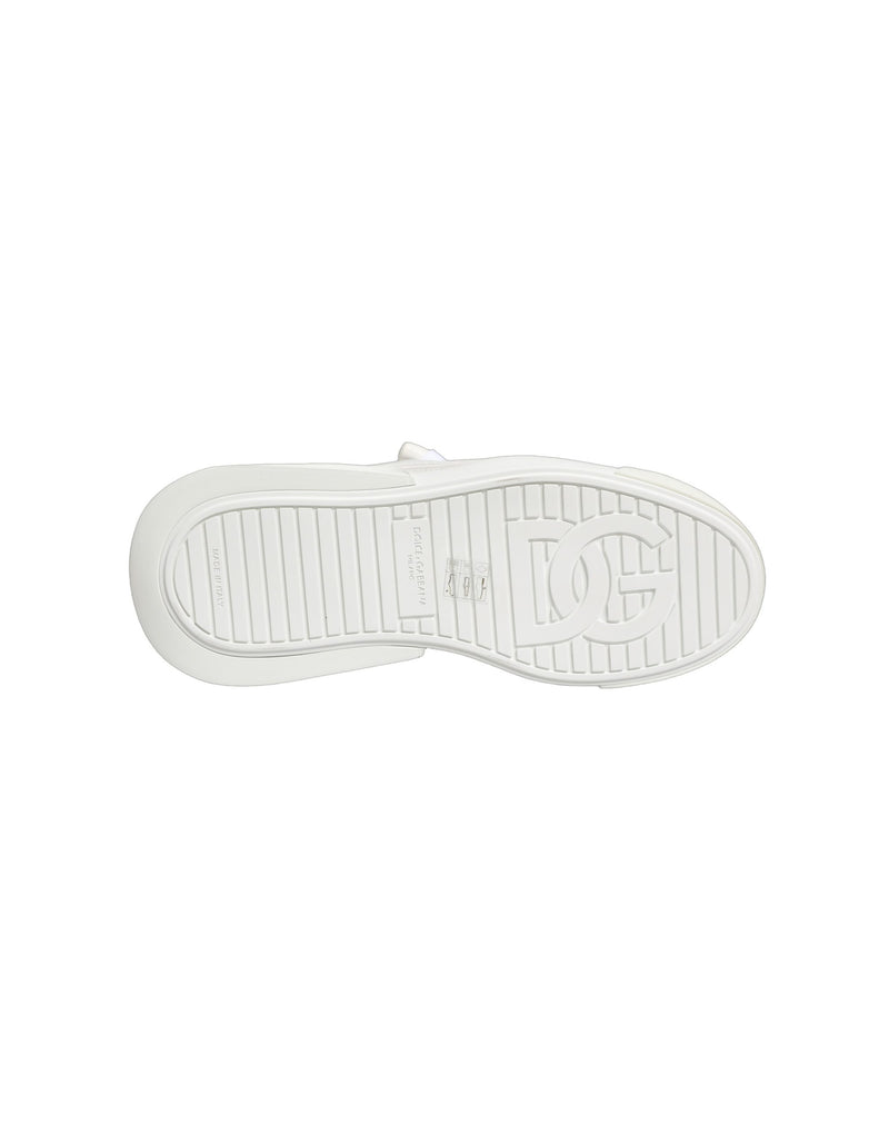 Dolce & Gabbana White Calfskin Leather Low Top Sneakers