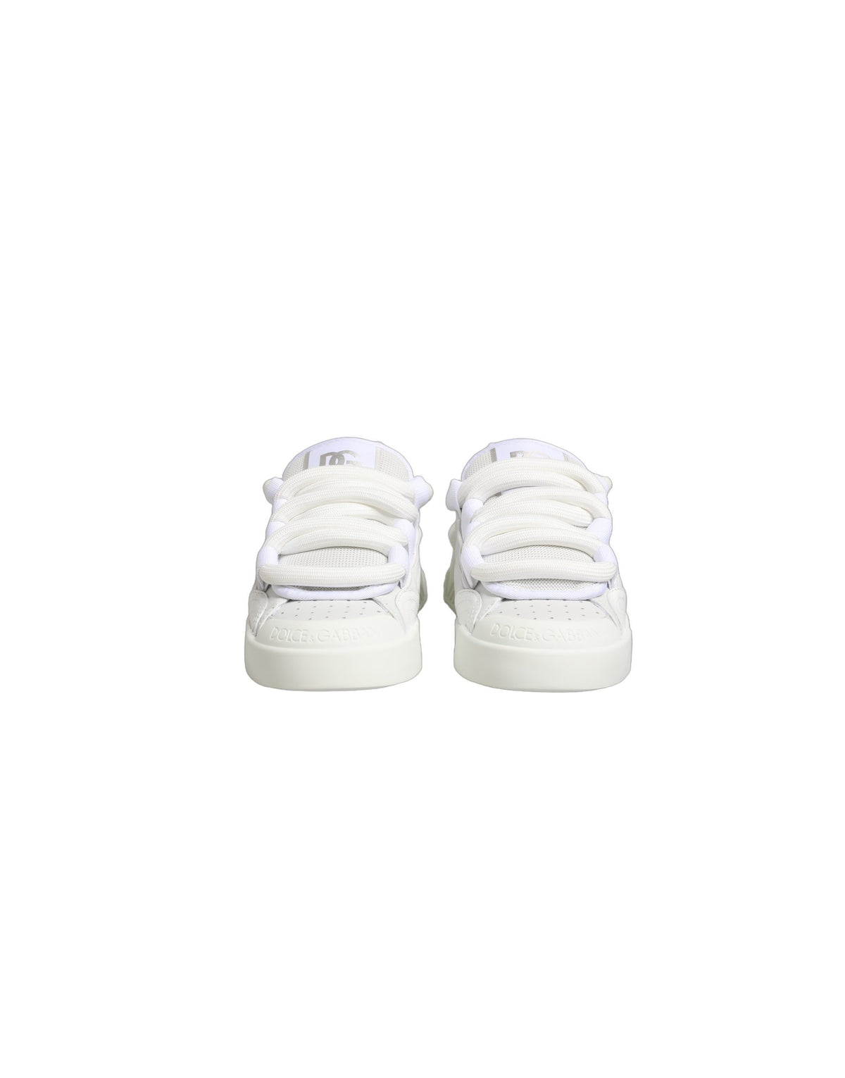 Dolce & Gabbana White Calfskin Leather Low Top Sneakers