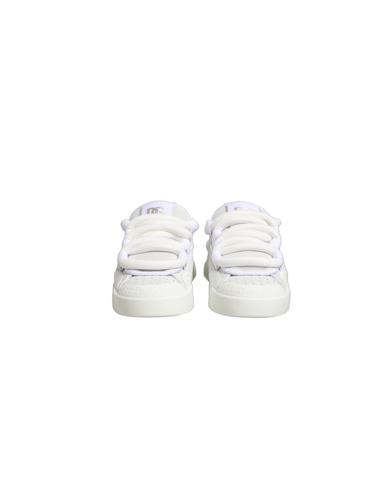 Dolce & Gabbana White Calfskin Leather Low Top Sneakers