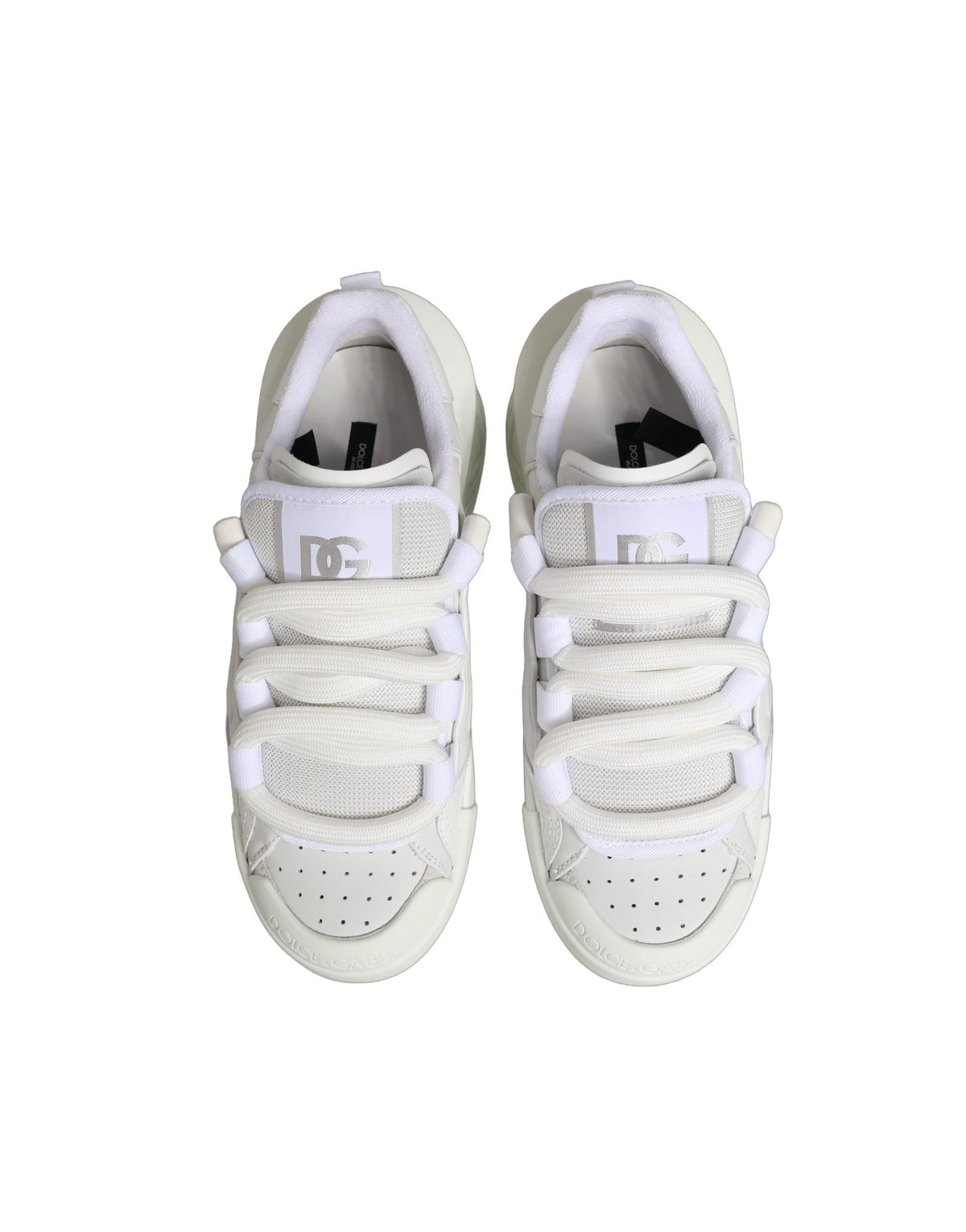 Dolce & Gabbana White Calfskin Leather Low Top Sneakers
