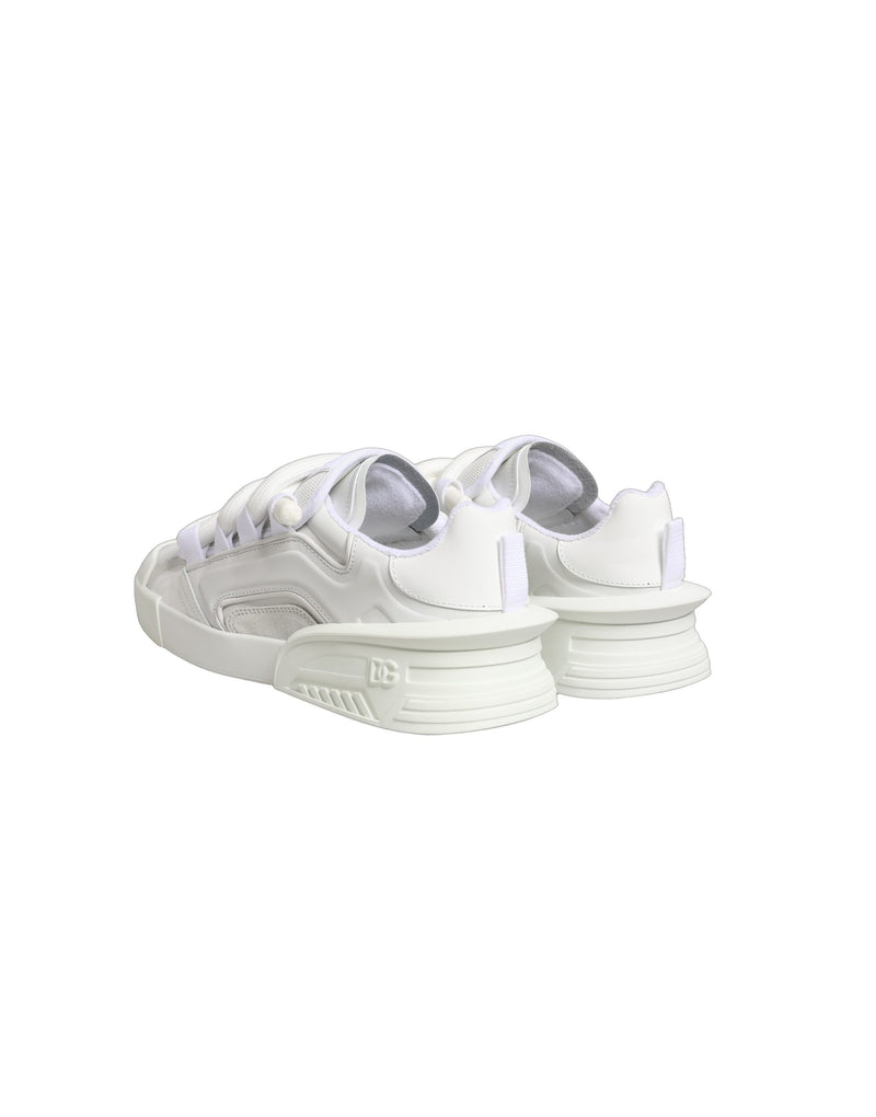 Dolce & Gabbana White Calfskin Leather Low Top Sneakers