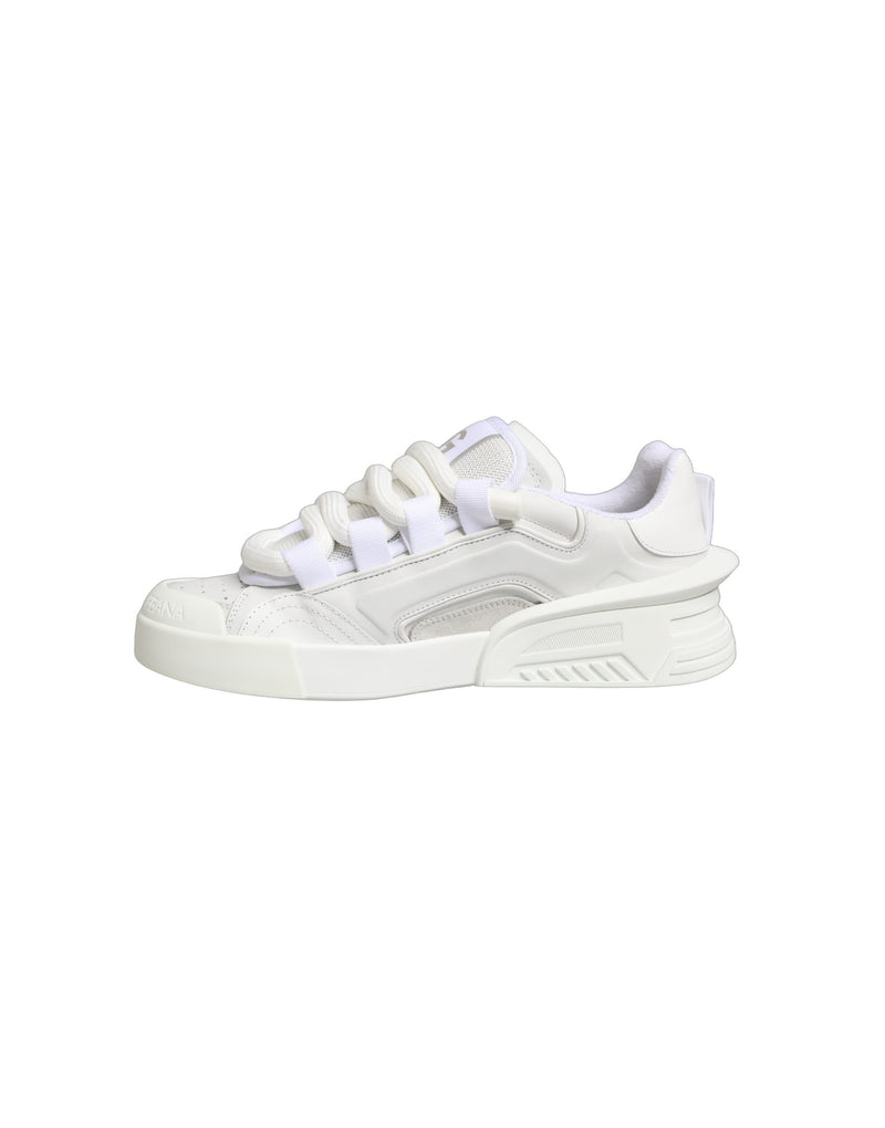 Dolce & Gabbana White Calfskin Leather Low Top Sneakers