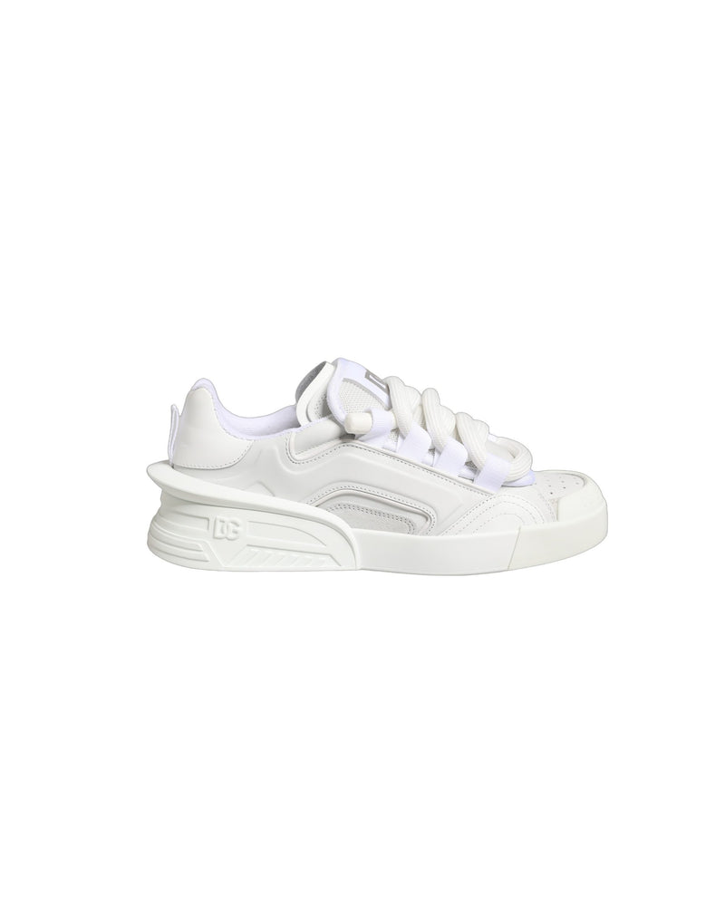 Dolce & Gabbana White Calfskin Leather Low Top Sneakers