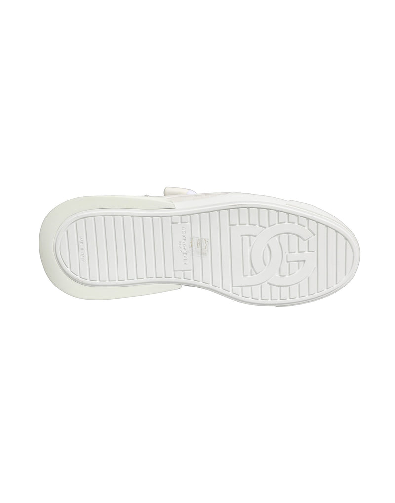 Dolce & Gabbana White Calfskin Leather Low Top Sneakers