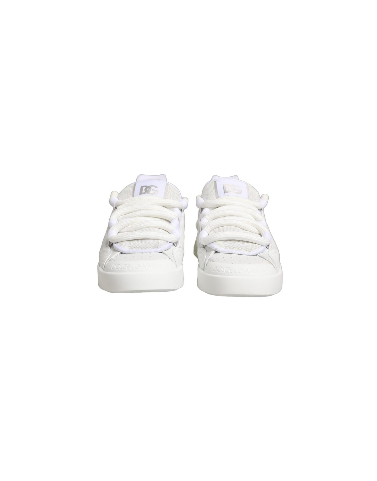 Dolce & Gabbana White Calfskin Leather Low Top Sneakers