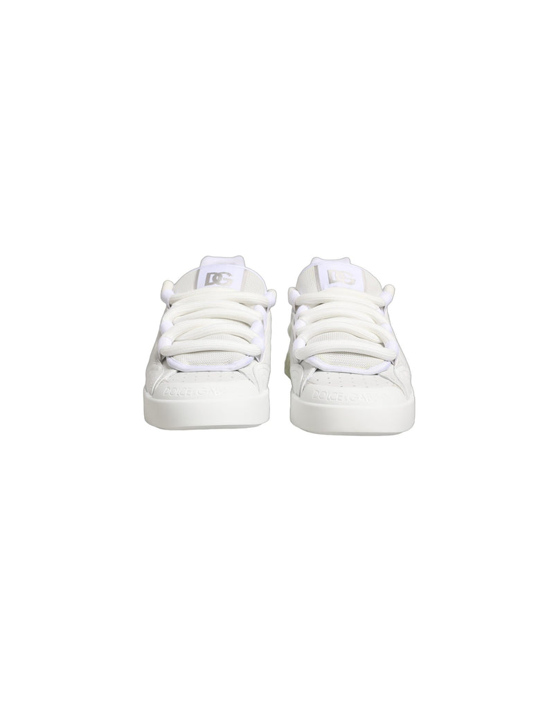 Dolce & Gabbana White Calfskin Leather Low Top Sneakers
