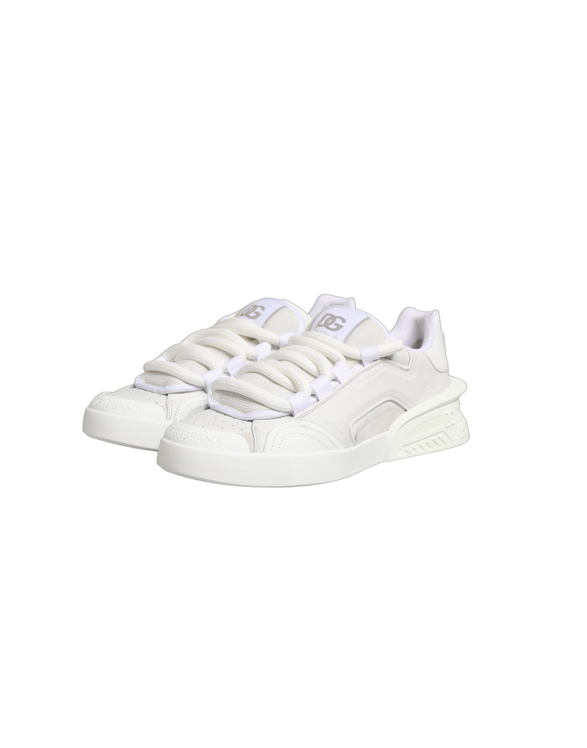 Dolce & Gabbana White Calfskin Leather Low Top Sneakers