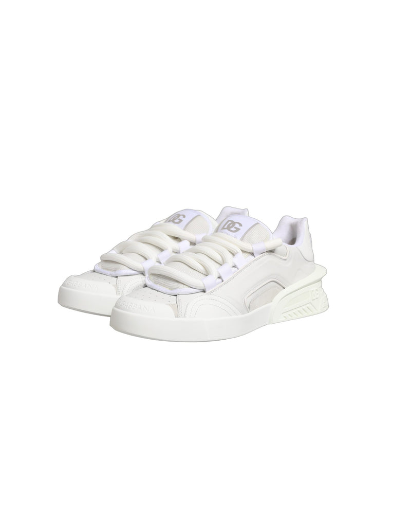 Dolce & Gabbana White Calfskin Leather Low Top Sneakers