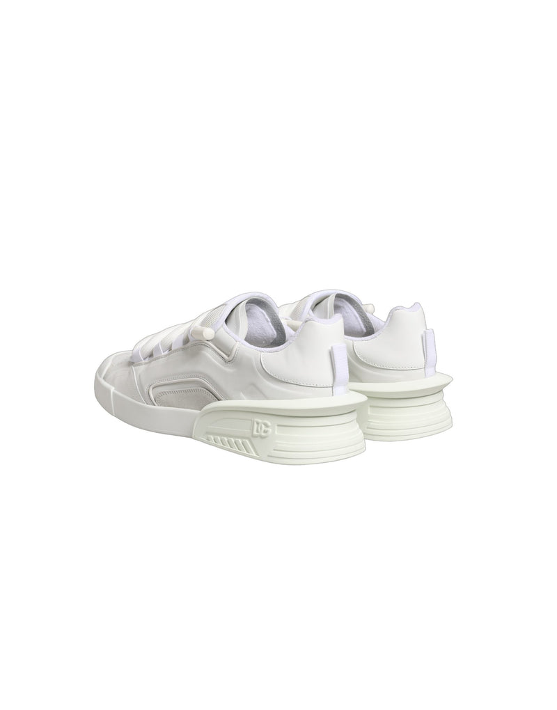 Dolce & Gabbana White Calfskin Leather Low Top Sneakers