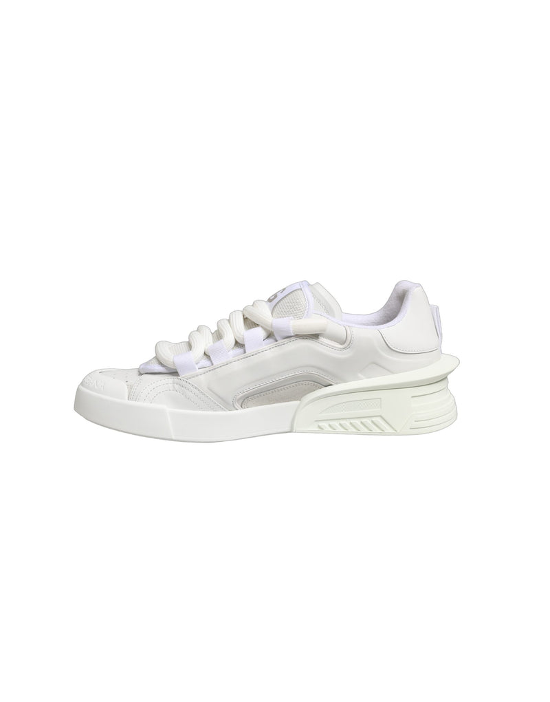 Dolce & Gabbana White Calfskin Leather Low Top Sneakers
