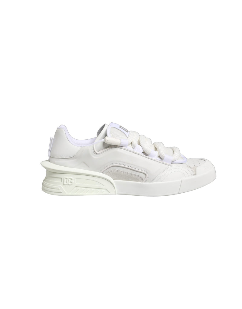 Dolce & Gabbana White Calfskin Leather Low Top Sneakers