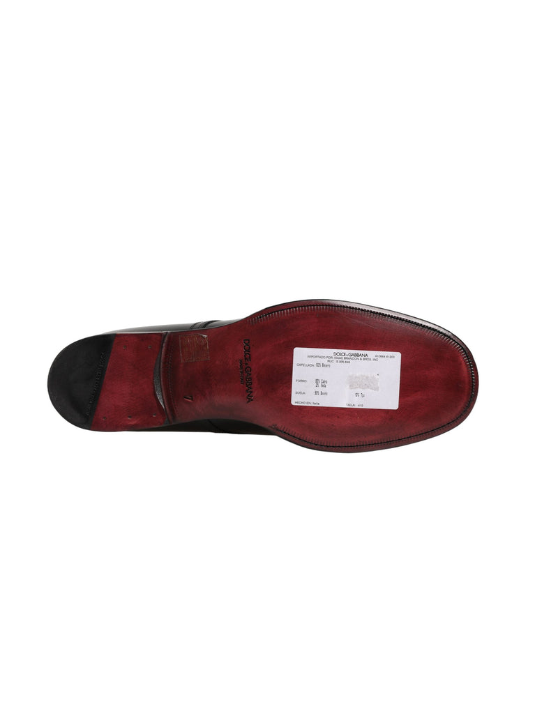 Dolce & Gabbana Black Calfskin Leather Derby Dress Shoes for Men