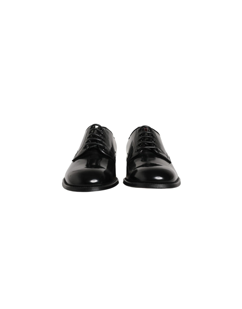 Dolce & Gabbana Black Calfskin Leather Derby Dress Shoes for Men