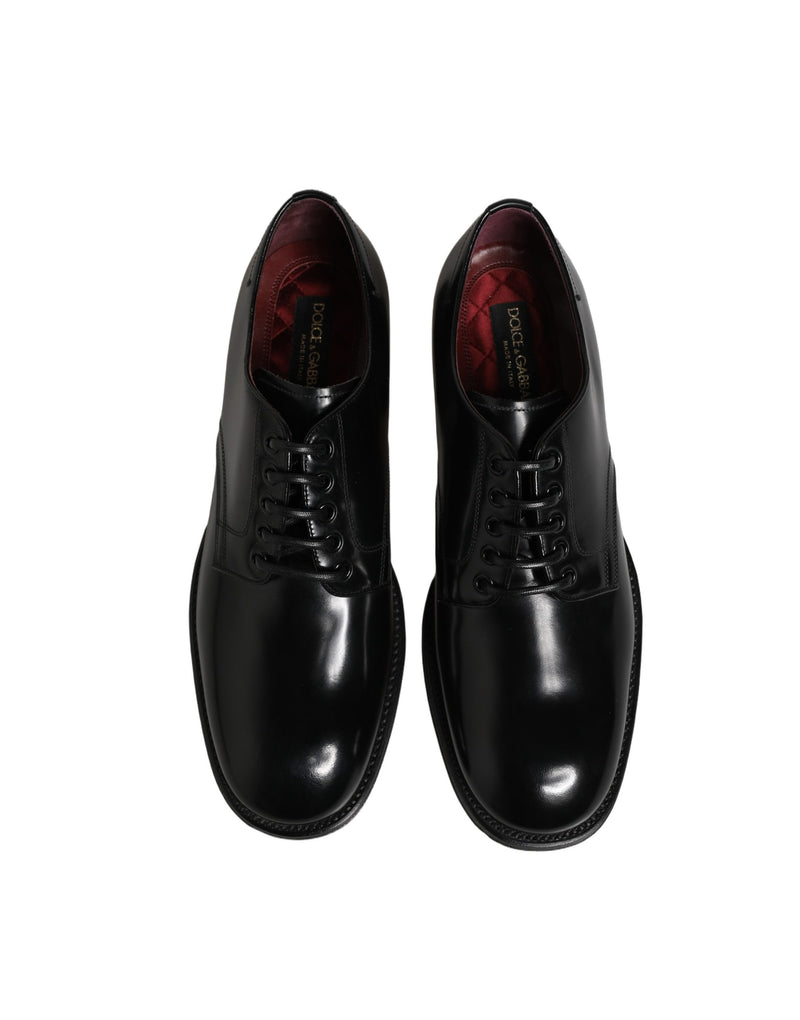 Dolce & Gabbana Black Calfskin Leather Derby Dress Shoes for Men