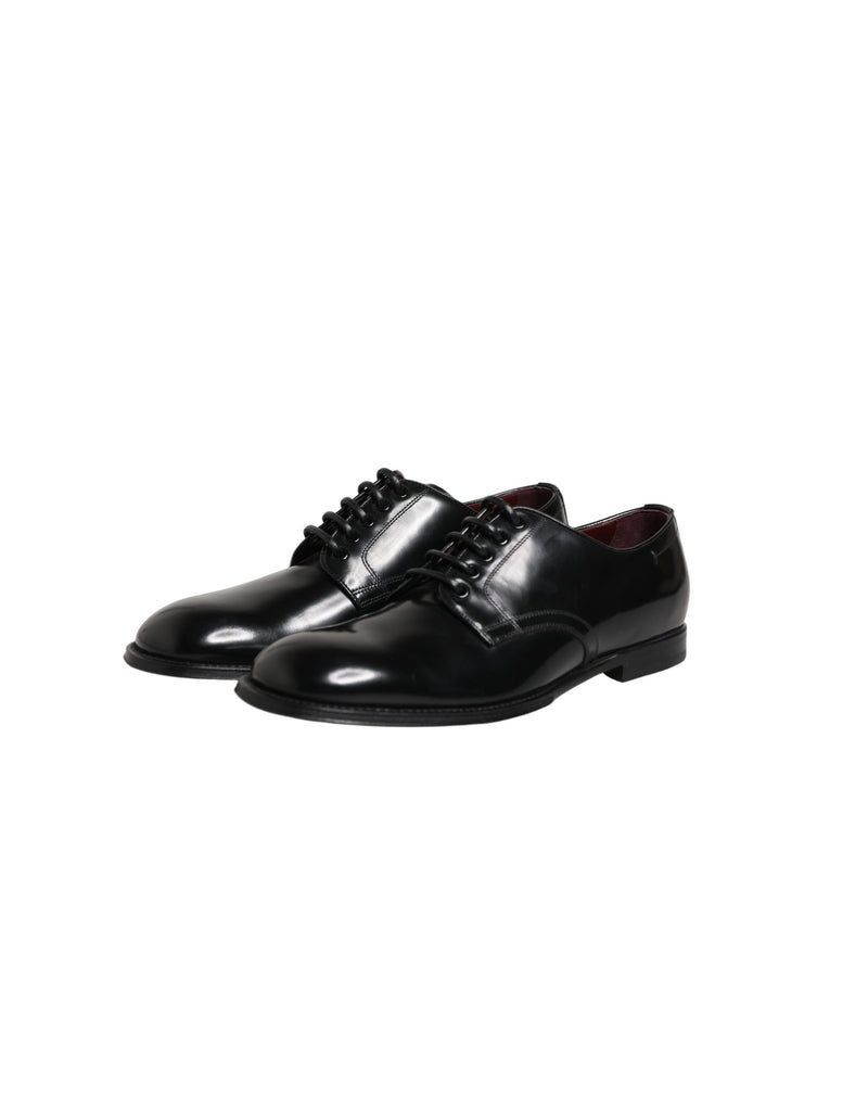 Dolce & Gabbana Black Calfskin Leather Derby Dress Shoes for Men