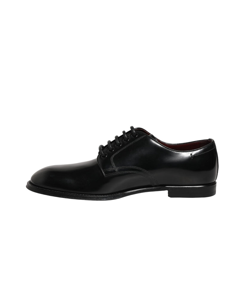 Dolce & Gabbana Black Calfskin Leather Derby Dress Shoes for Men