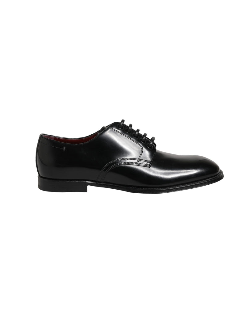 Dolce & Gabbana Black Calfskin Leather Derby Dress Shoes for Men