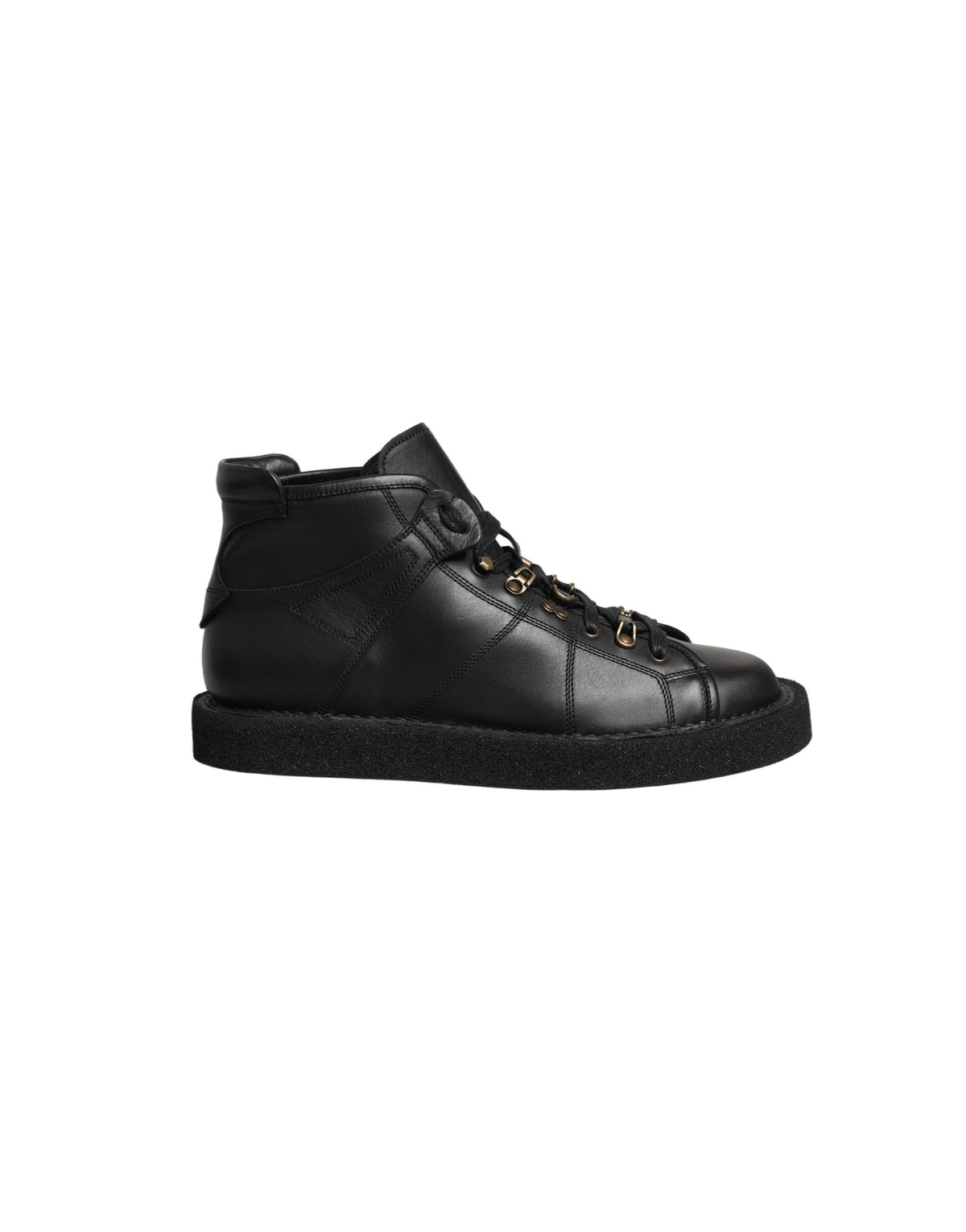 Dolce & Gabbana Black Leather Lace-Up Ankle Boots for Men