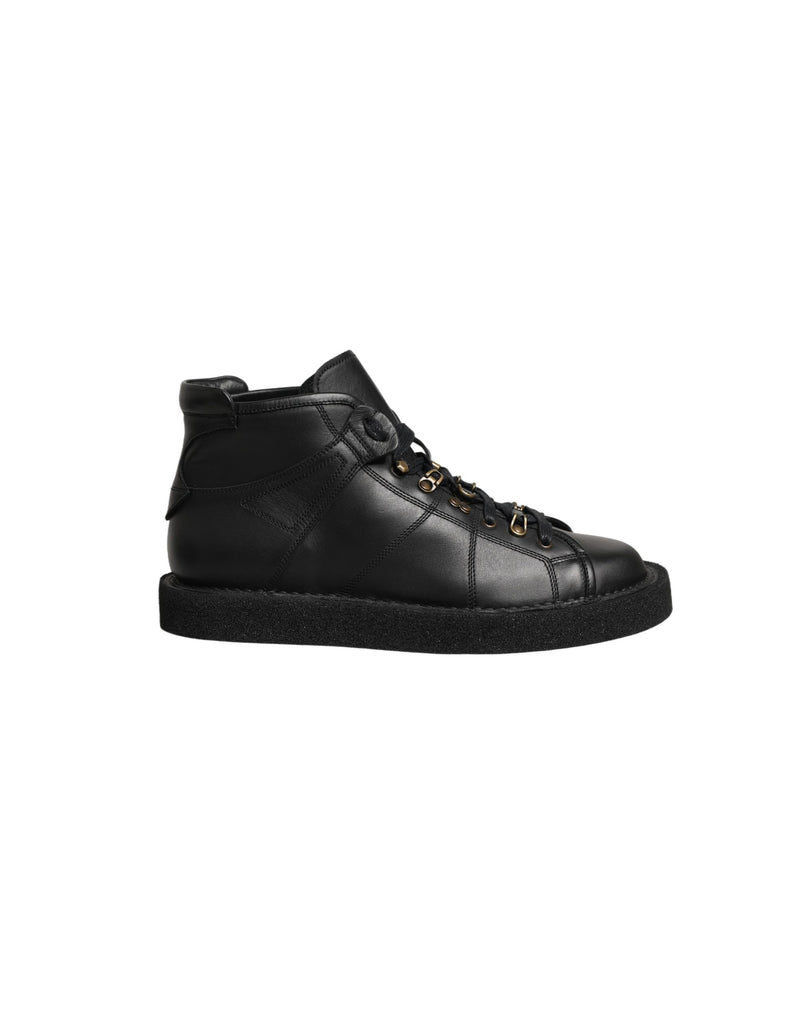 Dolce & Gabbana Black Leather Lace-Up Ankle Boots for Men