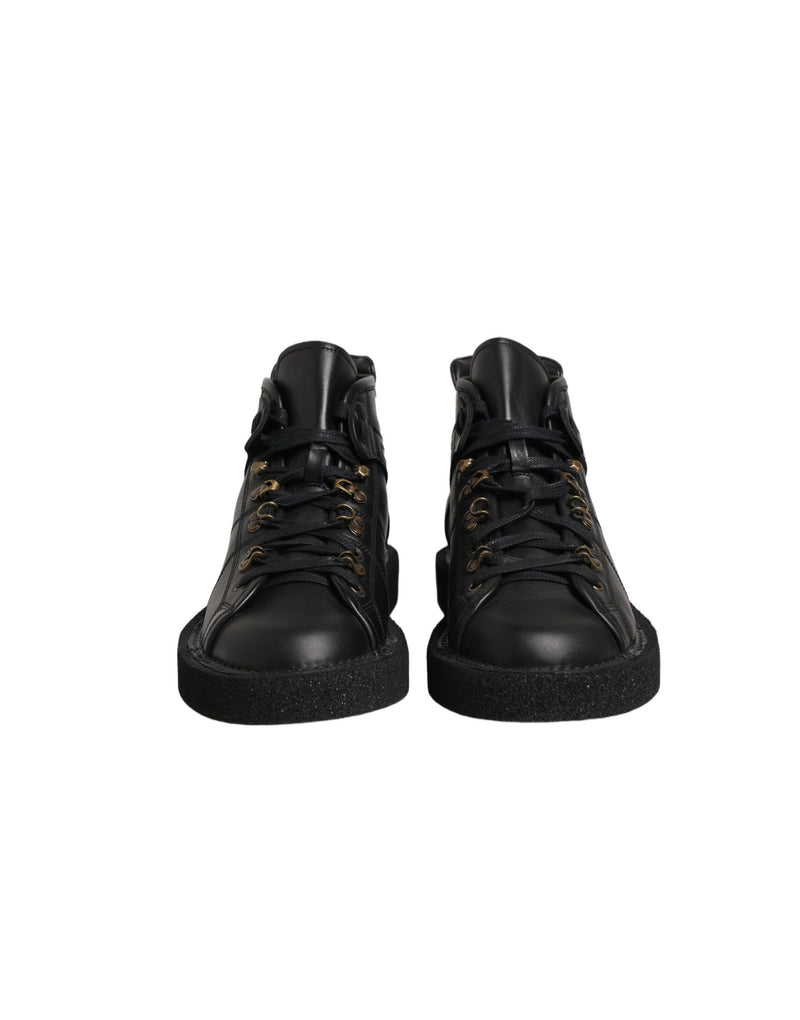 Dolce & Gabbana Black Leather Lace-Up Ankle Boots for Men