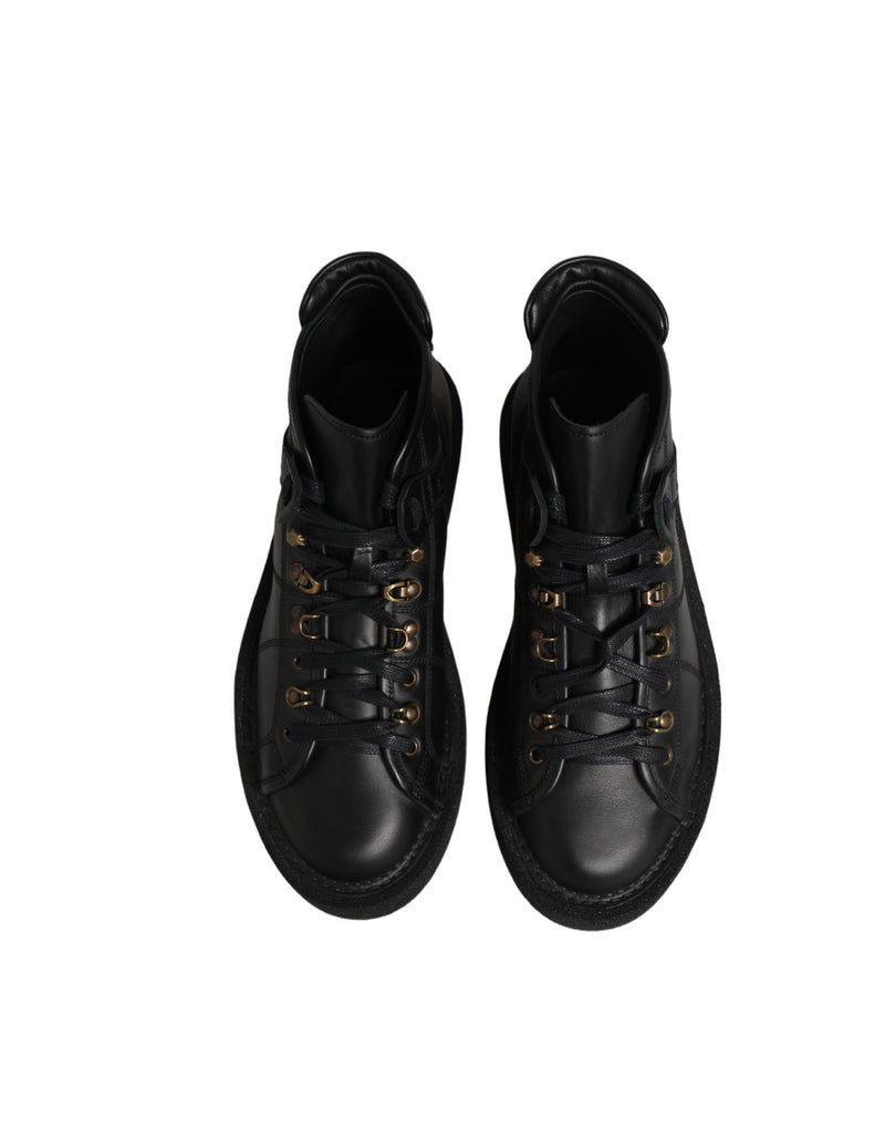 Dolce & Gabbana Black Leather Lace-Up Ankle Boots for Men