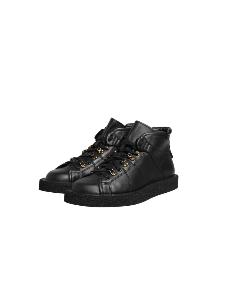 Dolce & Gabbana Black Leather Lace-Up Ankle Boots for Men