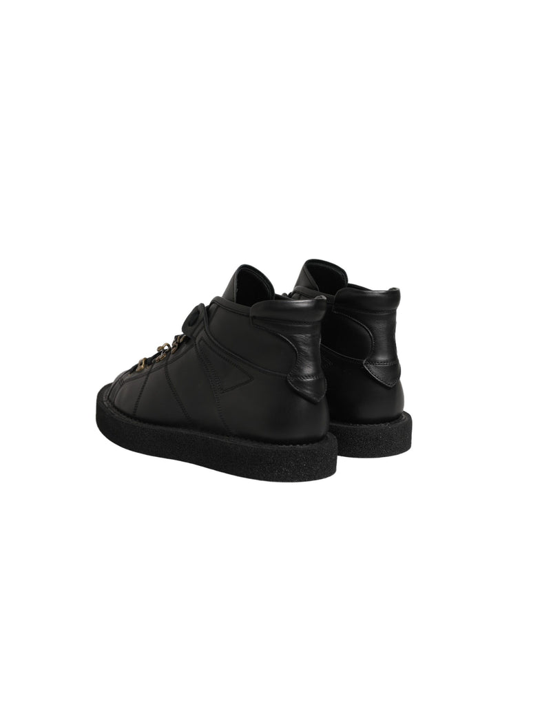 Dolce & Gabbana Black Leather Lace-Up Ankle Boots for Men