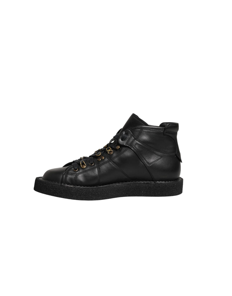 Dolce & Gabbana Black Leather Lace-Up Ankle Boots for Men
