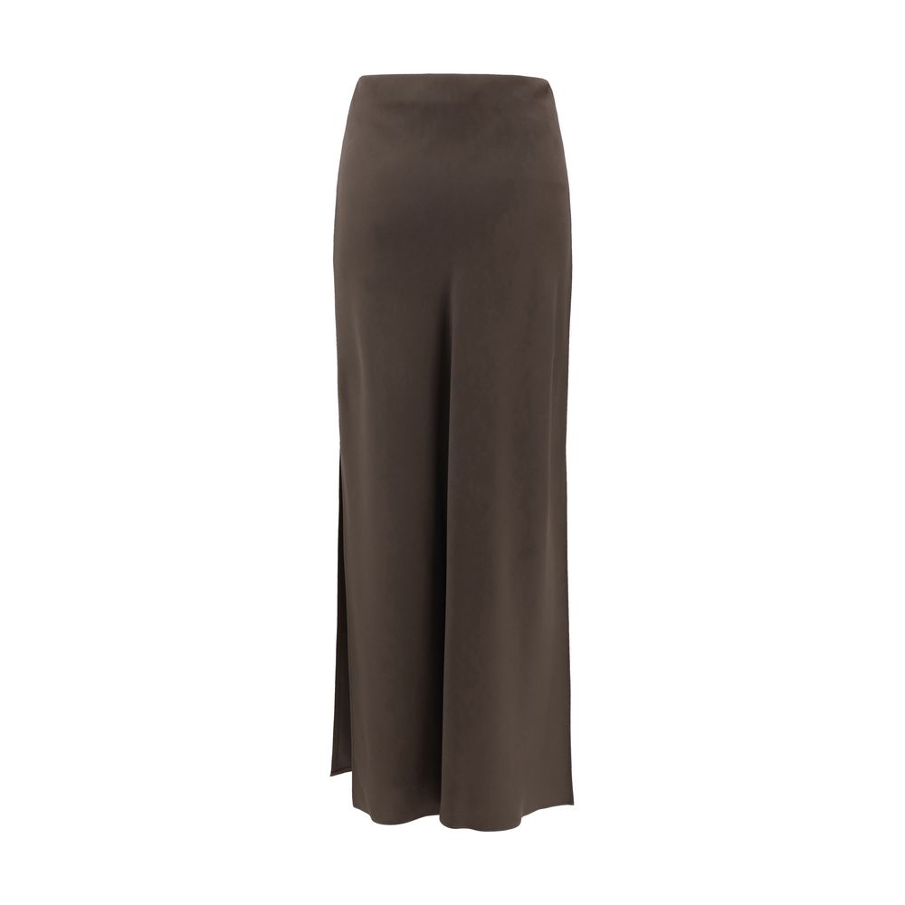 Brunello Cucinelli Brown Acetate Midi Skirt