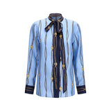 Gucci Blue Silk Pattern Shirt - Oversized Elegance