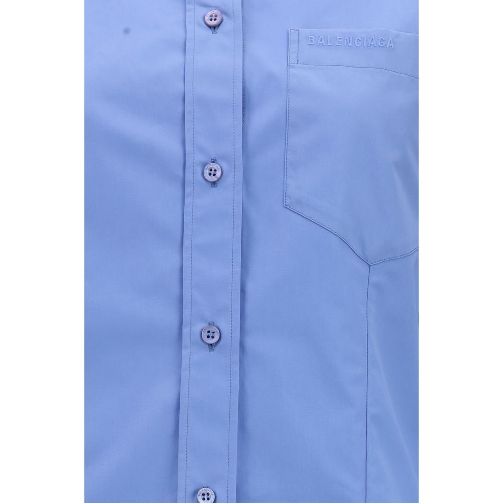 Balenciaga Blue Asymmetric Cotton Shirt for Women