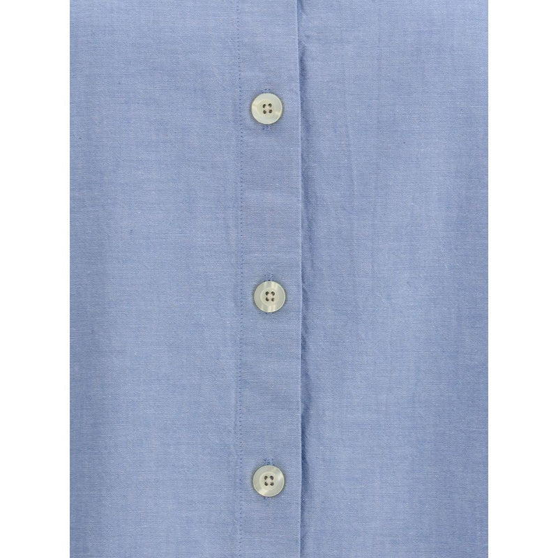 Deperlu Blue Cotton Shirt - Elegant Oversized Fit