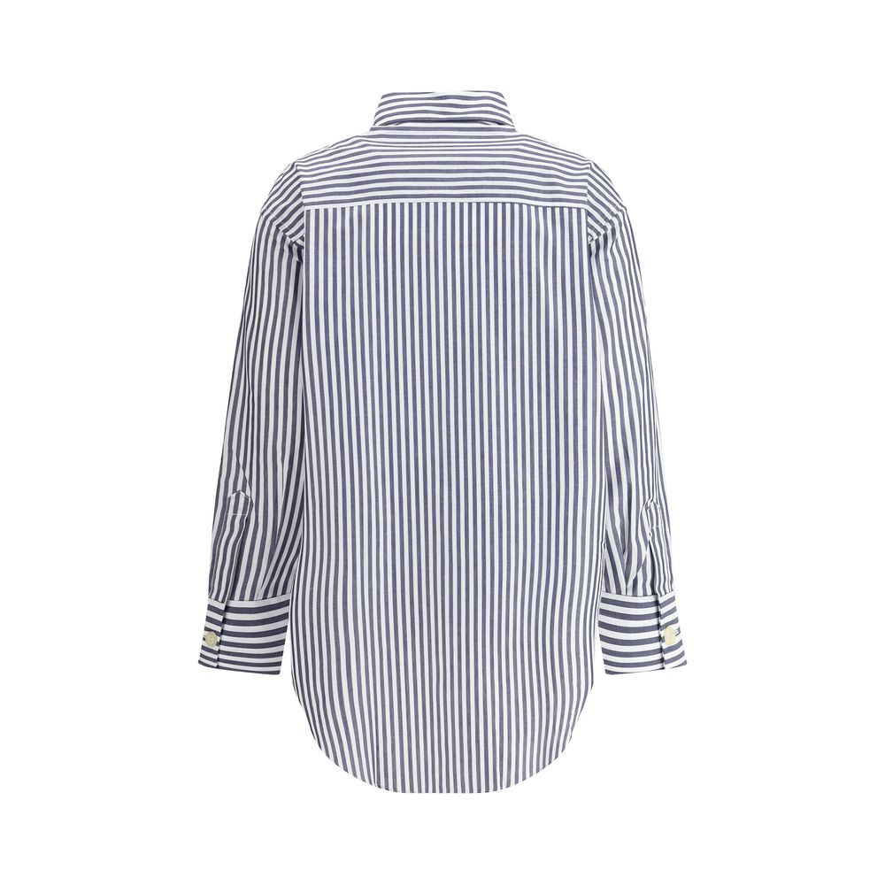 Deperlu Blue Cotton Shirt - Elegant Oversize Fit for Women