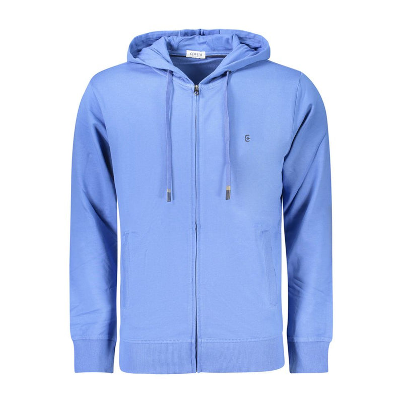 Coveri Moving Blue Cotton Men's Zip-Up Sweatshirt