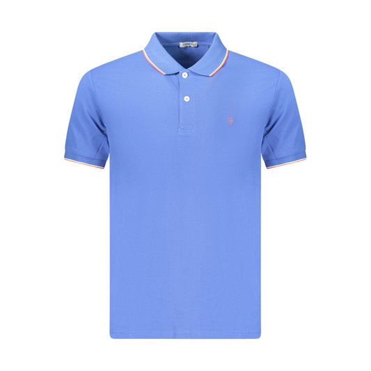 Coveri Moving Men's Blue Cotton Polo Shirt - Effortless Style