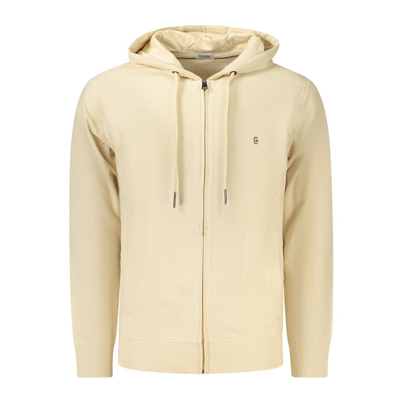 Coveri Moving Beige Cotton Men Hoodie - Stylish Comfort