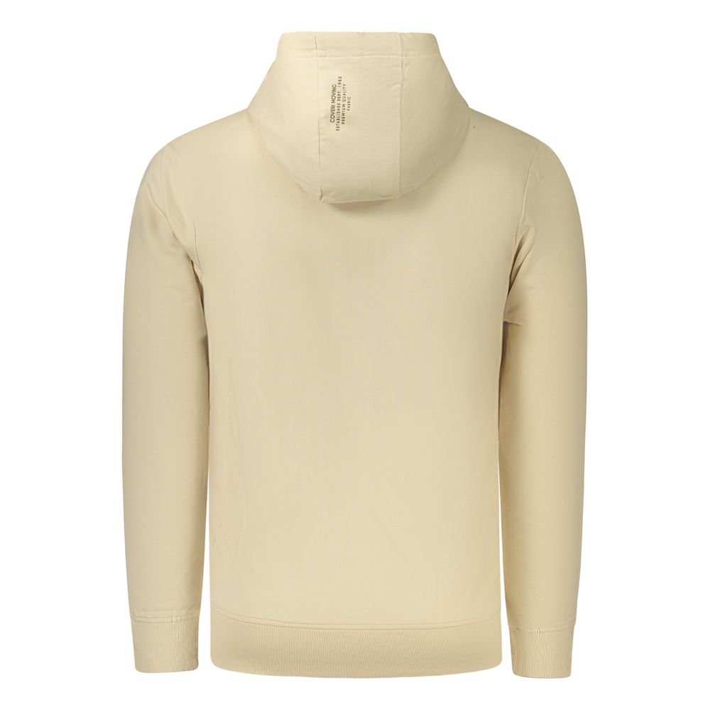 Coveri Moving Beige Cotton Men Hoodie - Stylish Comfort