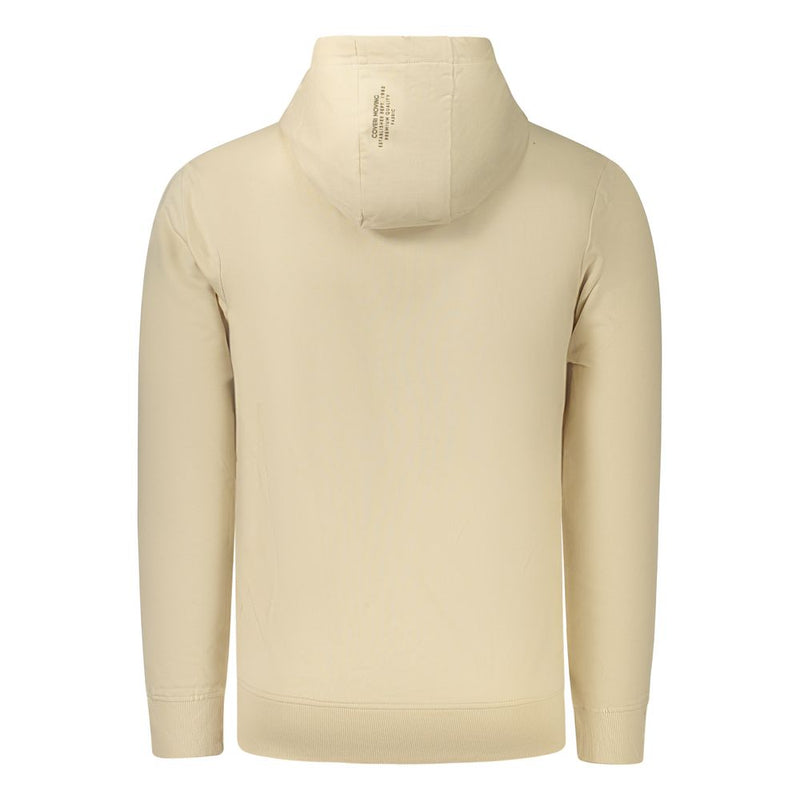 Coveri Moving Beige Cotton Men Hoodie - Stylish Comfort