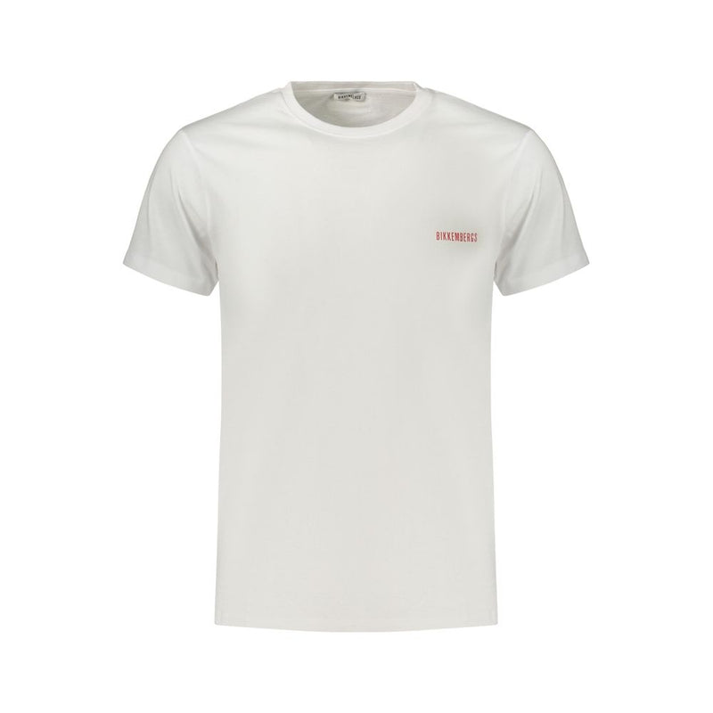 Bikkembergs White Cotton Men's T-Shirt with Vertical Stripes