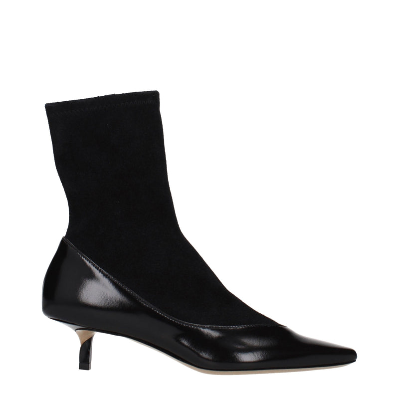 Jacquemus Black Leather Ankle Boots - Vintage Effect