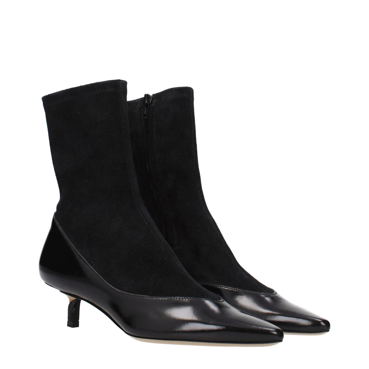 Jacquemus Black Leather Ankle Boots - Vintage Effect