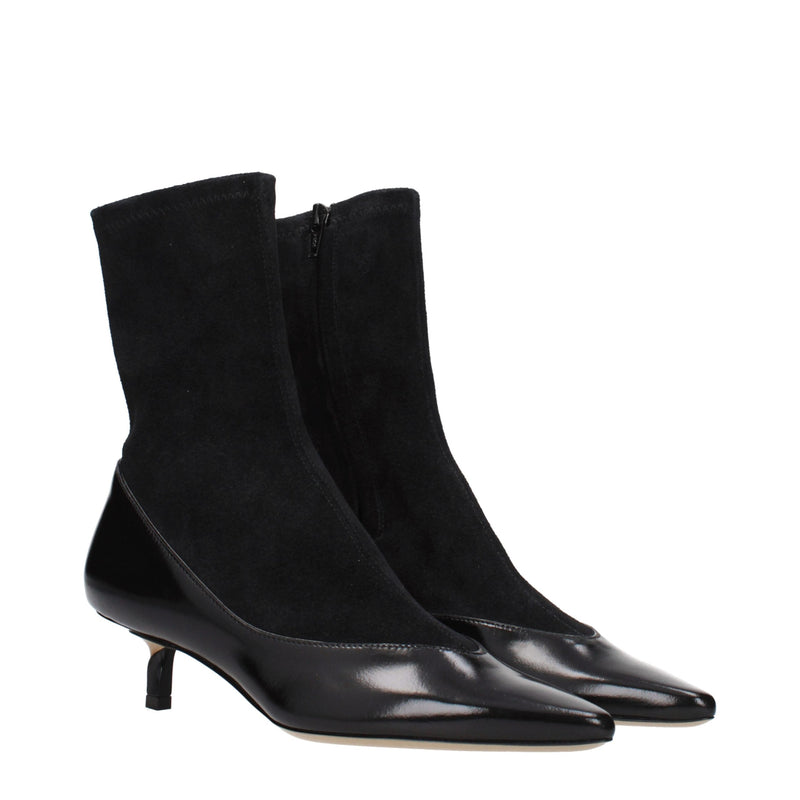 Jacquemus Black Leather Ankle Boots - Vintage Effect