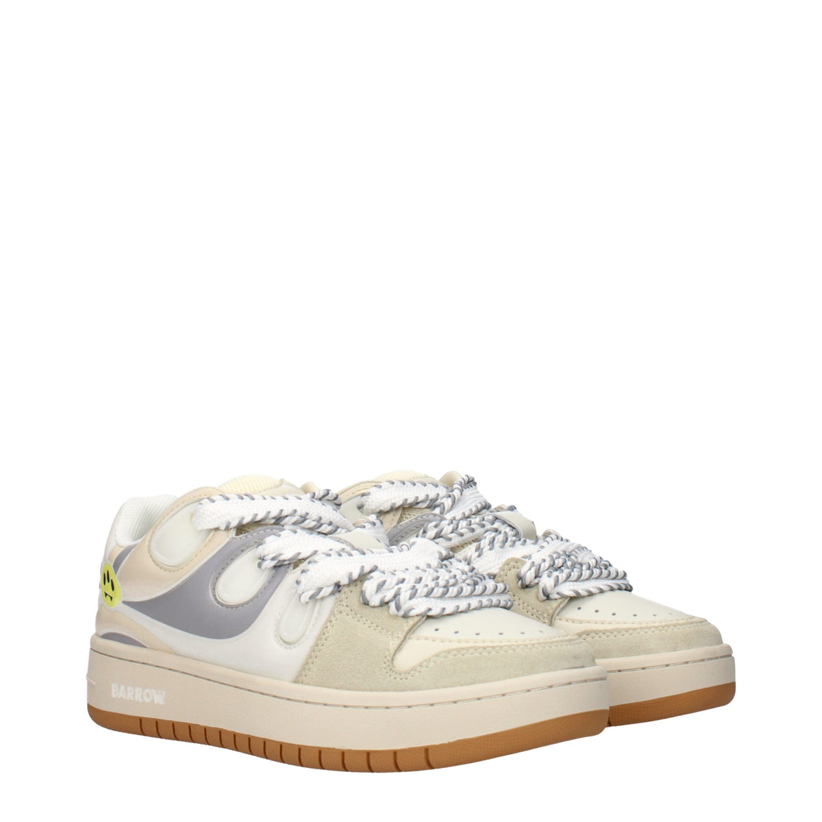 Barrow Beige Leather Low Top Sneakers for Women
