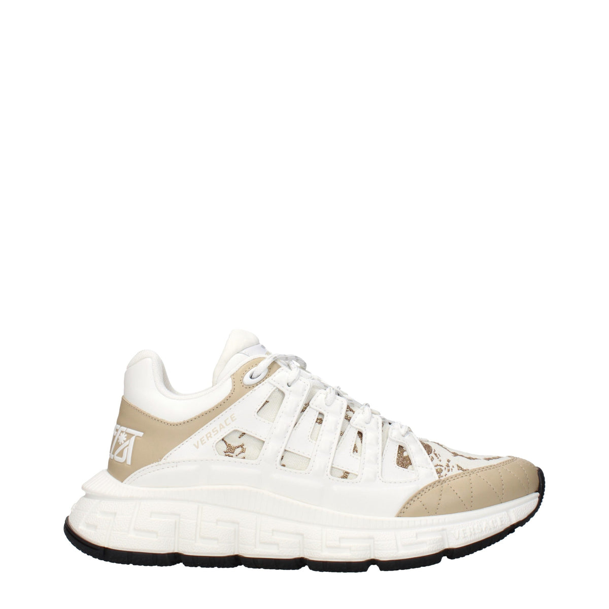 Versace White Fabric Athletic Sneakers for Men