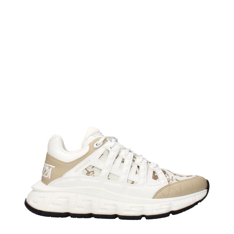 Versace White Fabric Athletic Sneakers for Men